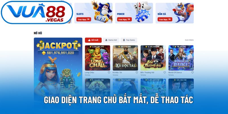 Giao diện trang chủ bắt mắt, dễ thao tác